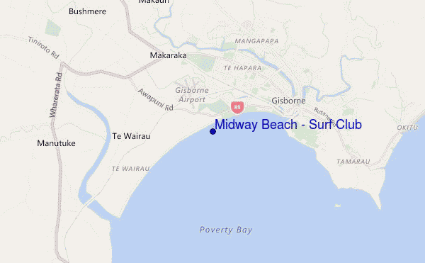 mappa di localizzazione di Midway Beach - Surf Club