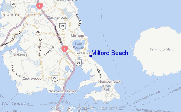 mappa di localizzazione di Milford Beach
