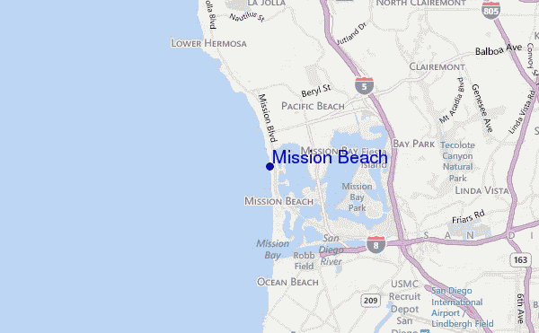 mappa di localizzazione di Mission Beach