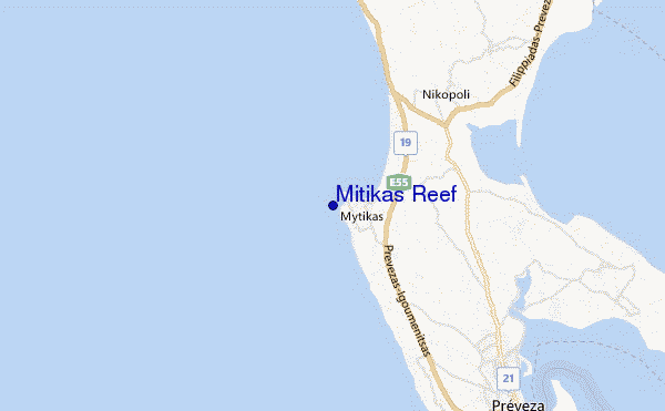 mappa di localizzazione di Mitikas Reef