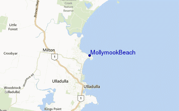 mappa di localizzazione di Mollymook Beach
