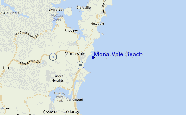 mappa di localizzazione di Mona Vale Beach