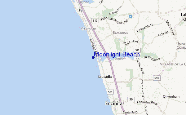mappa di localizzazione di Moonlight Beach