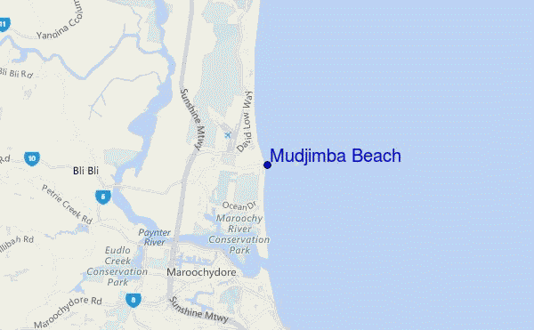 mappa di localizzazione di Mudjimba Beach