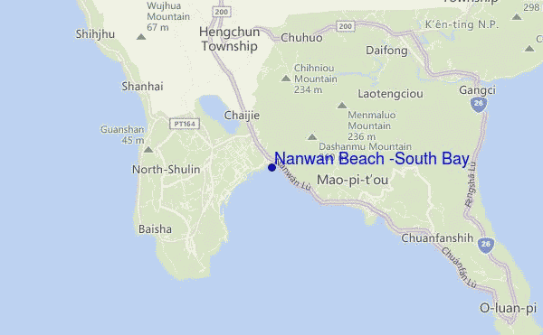 mappa di localizzazione di Nanwan Beach (South Bay)