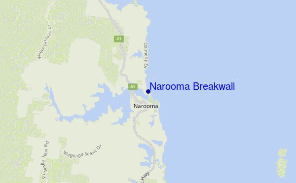 mappa di localizzazione di Narooma Breakwall