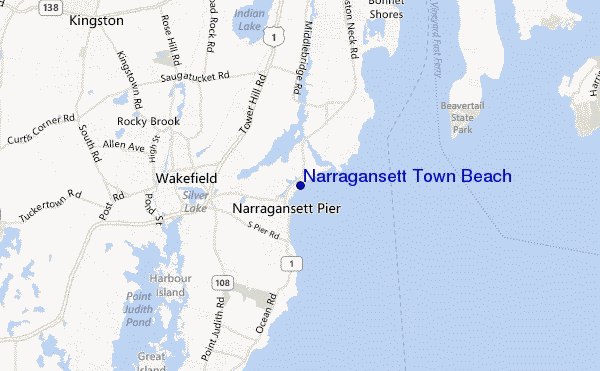 mappa di localizzazione di Narragansett Town Beach