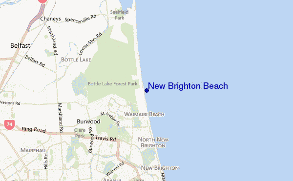 mappa di localizzazione di New Brighton Beach