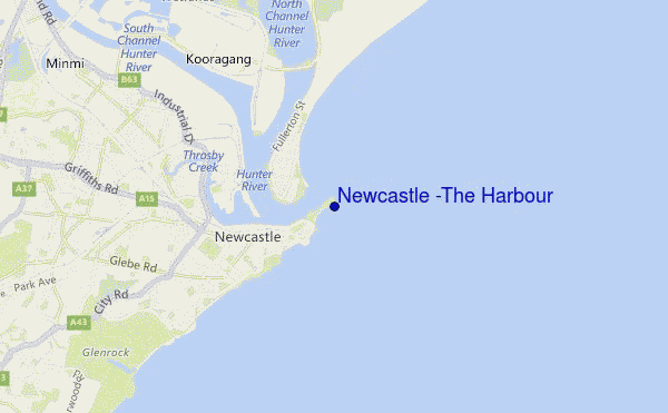 mappa di localizzazione di Newcastle -The Harbour