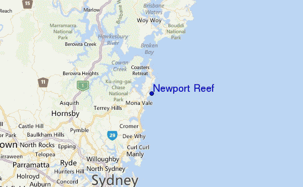 Newport Reef Location Map