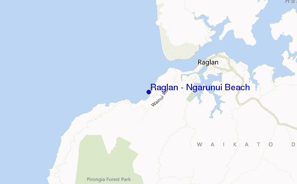 mappa di localizzazione di Raglan - Ngarunui Beach