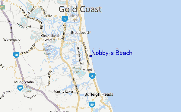 mappa di localizzazione di Nobby's Beach