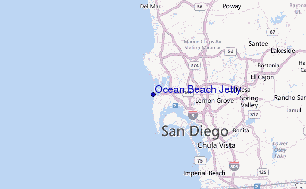 Ocean Beach Jetty Location Map