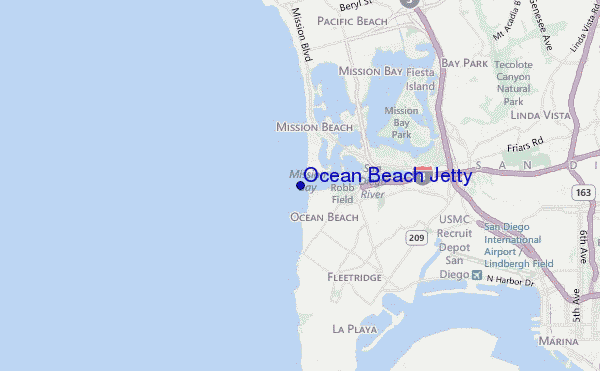 mappa di localizzazione di Ocean Beach Jetty