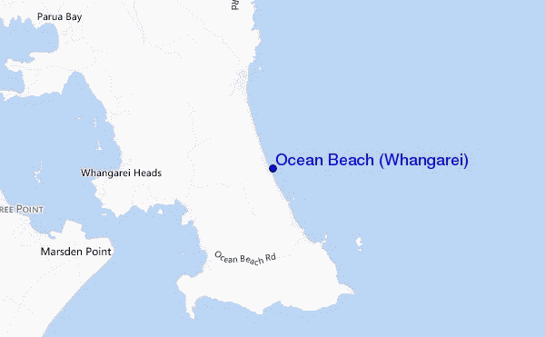 mappa di localizzazione di Ocean Beach (Whangarei)