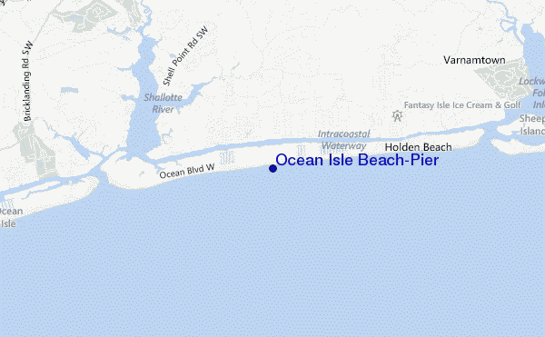 mappa di localizzazione di Ocean Isle Beach/pier