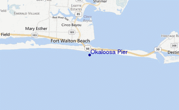 mappa di localizzazione di Okaloosa Pier
