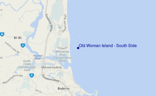 mappa di localizzazione di Old Woman Island - South Side