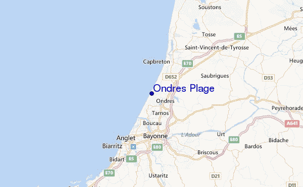 Ondres Plage Location Map