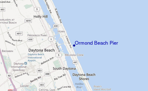 mappa di localizzazione di Ormond Beach Pier