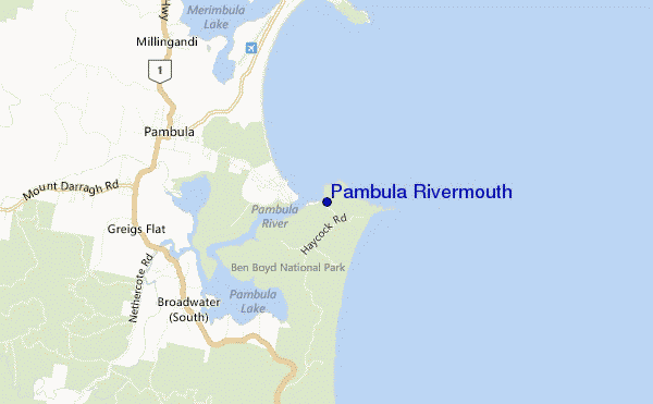 mappa di localizzazione di Pambula Rivermouth