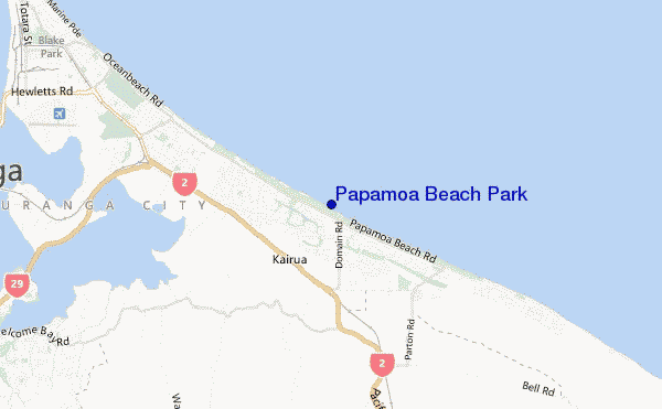 mappa di localizzazione di Papamoa Beach Park