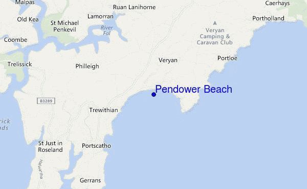 mappa di localizzazione di Pendower Beach