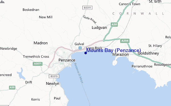 mappa di localizzazione di Mounts Bay (Penzance)
