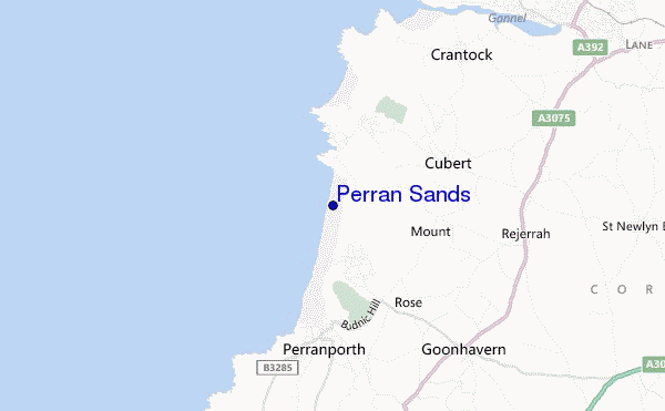 mappa di localizzazione di Perran Sands