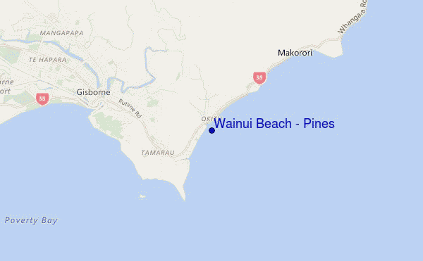 mappa di localizzazione di Wainui Beach - Pines