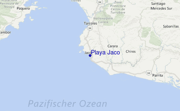 Playa Jaco Location Map