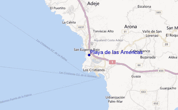 mappa di localizzazione di Playa de las Americas