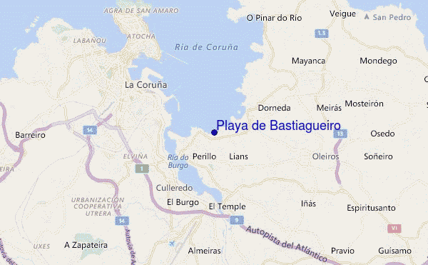 mappa di localizzazione di Playa de Bastiagueiro