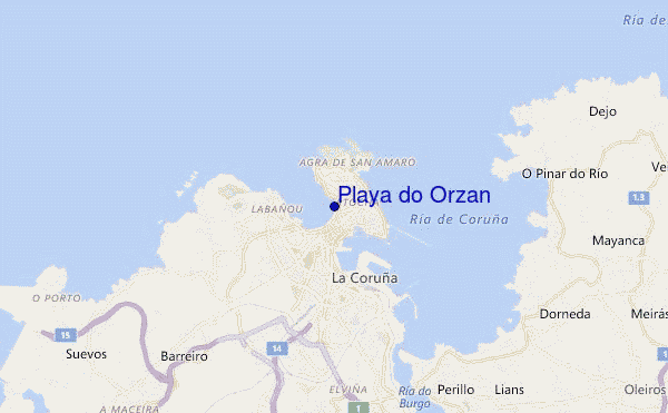 mappa di localizzazione di Playa do Orzan