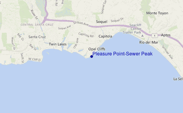 mappa di localizzazione di Pleasure Point-Sewer Peak