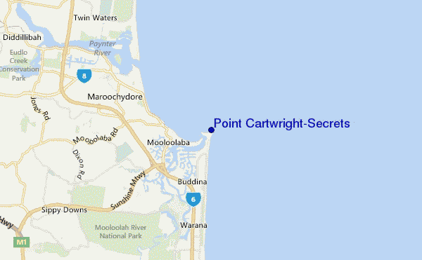 mappa di localizzazione di Point Cartwright/Secrets