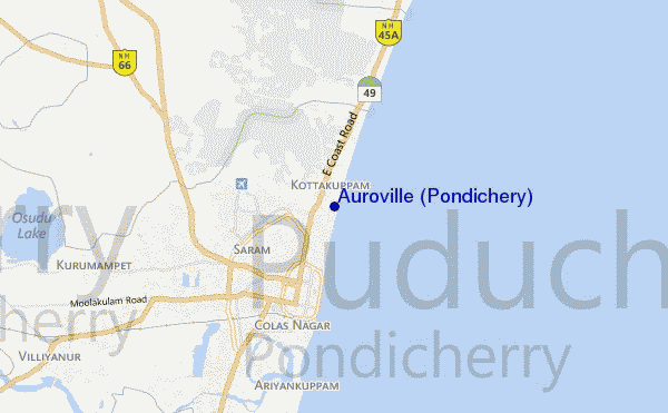 mappa di localizzazione di Auroville (Pondichery)