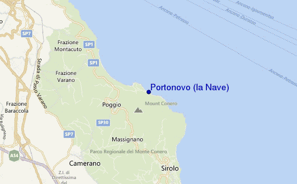 mappa di localizzazione di Portonovo (la Nave)