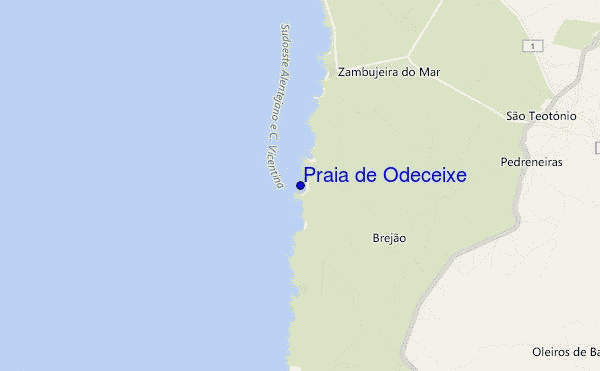 mappa di localizzazione di Praia de Odeceixe
