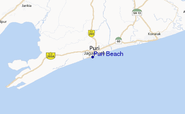 Puri Beach Location Map