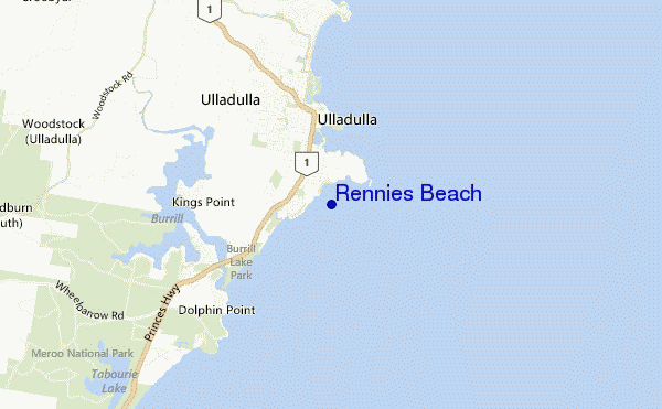 mappa di localizzazione di Rennies Beach