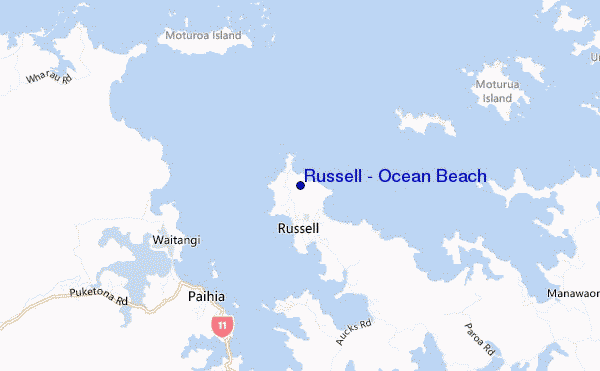 mappa di localizzazione di Russell - Ocean Beach