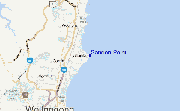 mappa di localizzazione di Sandon Point