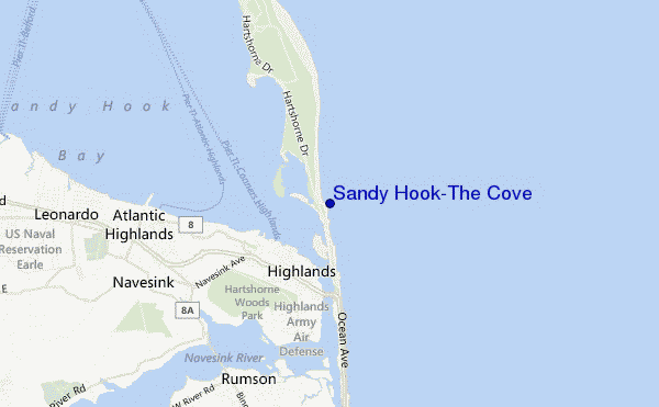 mappa di localizzazione di Sandy Hook/The Cove