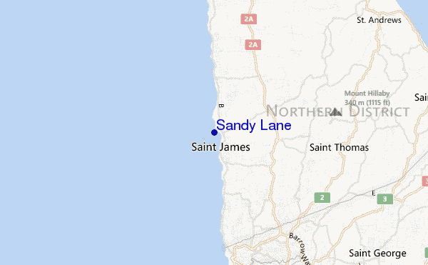 mappa di localizzazione di Sandy Lane