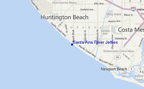 mappa di localizzazione di Santa Ana River Jetties