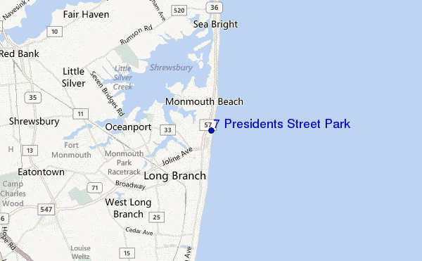 mappa di localizzazione di 7 Presidents Street Park