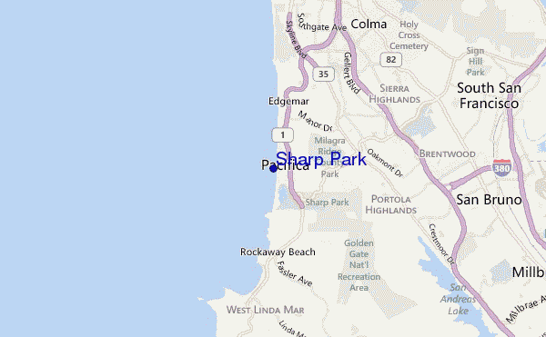 mappa di localizzazione di Sharp Park
