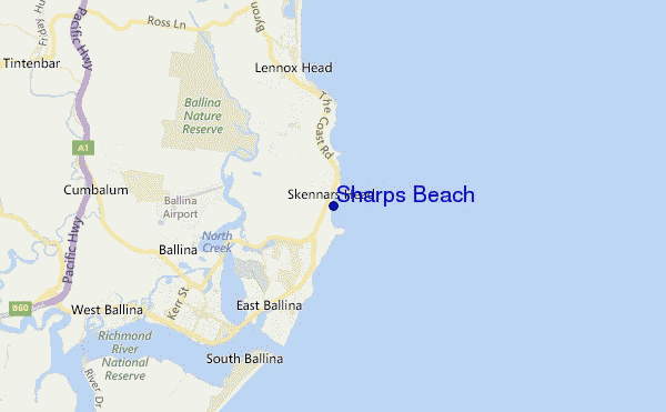 mappa di localizzazione di Sharps Beach