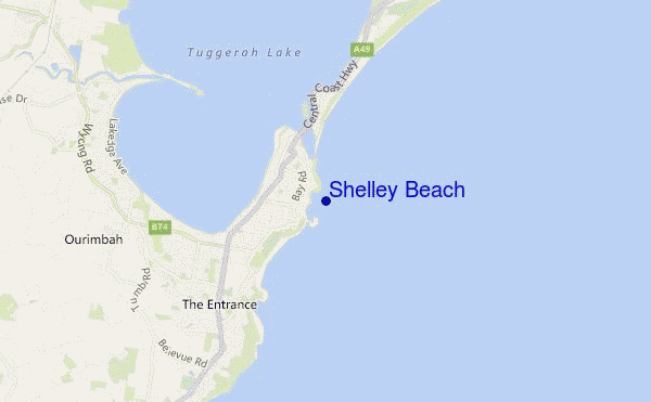 mappa di localizzazione di Shelley Beach